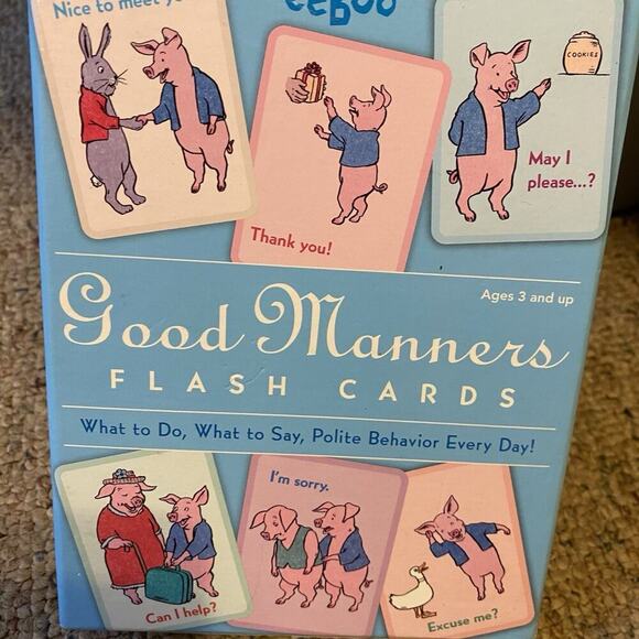 Vintage Eeboo Flash Cards Good Manners Question Answer Age 3+ Teach SocialSkill - Picture 2 of 4